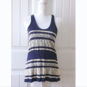 💕CUTE Urban Outfitter Navy and Lace Tank Top💕